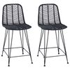 vidaXL Bar Chair 2 pcs Black 44.5 x 54.5 x 97.5 cm Rattan and Iron