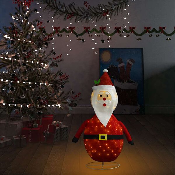 vidaXL Decorative Christmas Santa Claus Figure LED Luxury Fabric 90cm