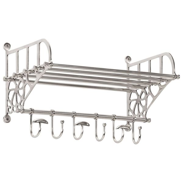 vidaXL Luggage Rack with Coat Hangers Wall Mounted Aluminium