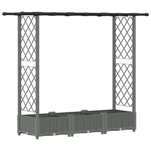 vidaXL Raised Bed with Trellis and Roof Light Grey 164 x 40 x 121 cm