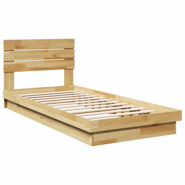 vidaXL Bed Frame with Headboard without Mattress 100x200 cm Solid Wood Oak