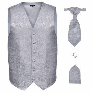 vidaXL Mens Weddingvest Set Silver 56 Polyester