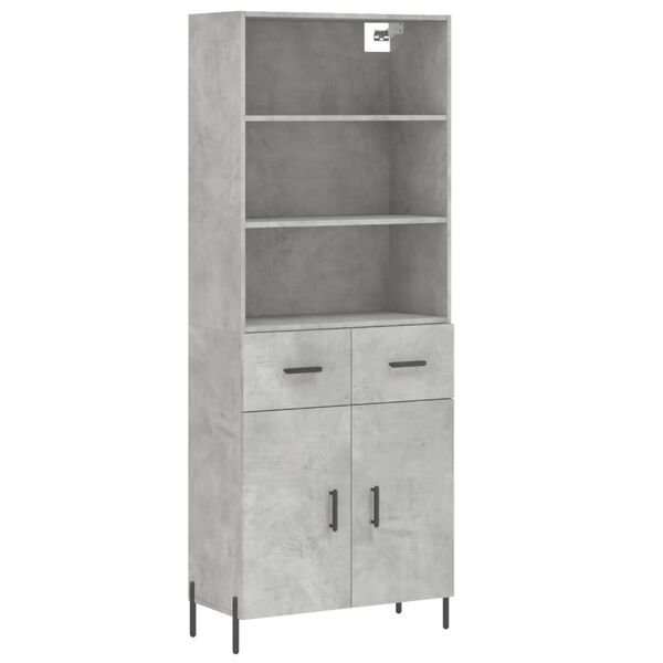 vidaXL Highboard Concrete Grey 69.5x34x180 cm Engineered Wood
