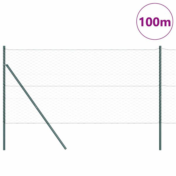 vidaXL Fence Post Grey 100 x 1.2 m (50 mm mesh) Steel and PVC