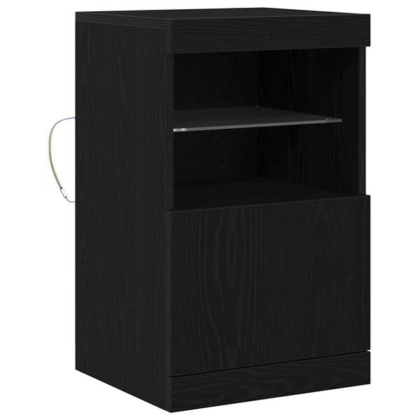 vidaXL LED Sideboard Black Oak 41 x 37 x 67 cm Engineered Wood