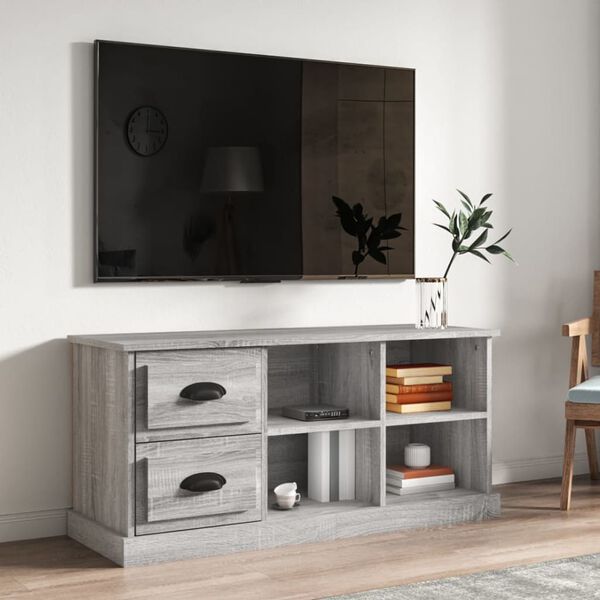 vidaXL TV Cabinet Grey Sonoma 102x35.5x47.5 cm Engineered Wood