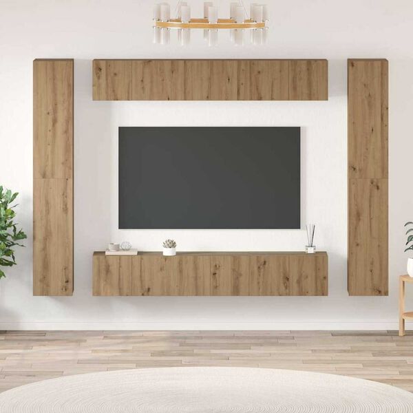vidaXL TV Cabinet Set Wall-mounted 10 pcs Artisan Oak Engineered Wood