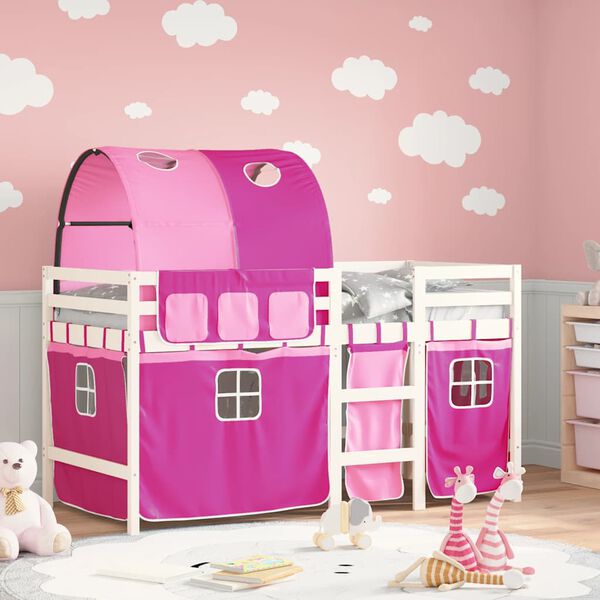 vidaXL Kids' Loft Bed with Tunnel without Mattress Pink 90x190 cm Single
