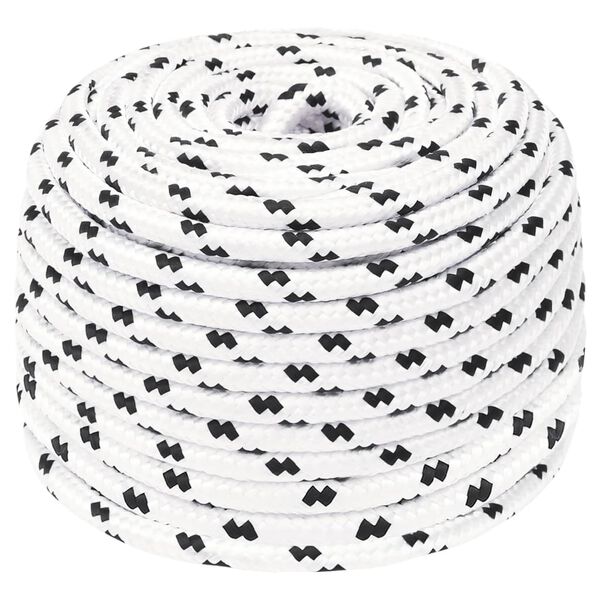 vidaXL Braided Boat Rope White 6 mmx25 m Polyester