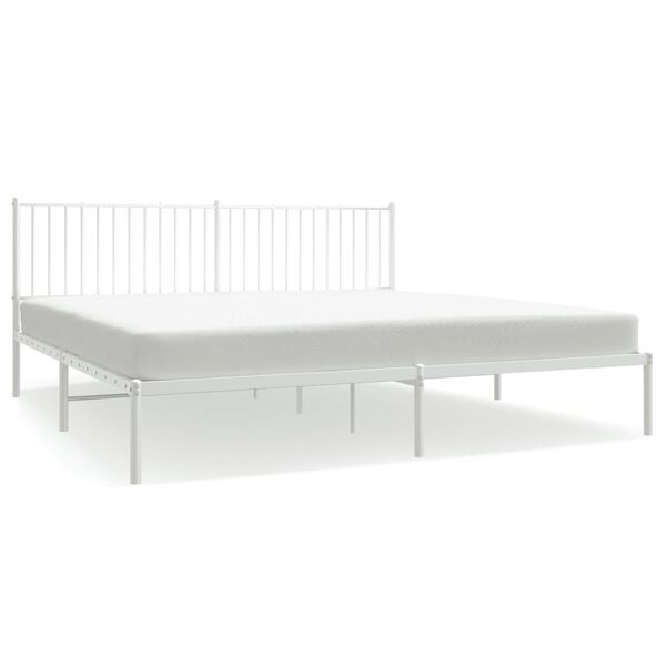 vidaXL Metal Bed Frame without Mattress with Headboard White 200x200cm