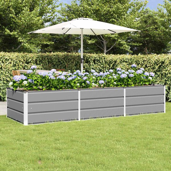 vidaXL Planter Light Grey 240 x 80 x 45 cm Steel
