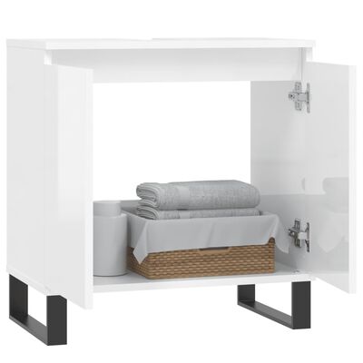 vidaXL Bathroom Cabinet High Gloss White 58x33x60 cm Engineered Wood