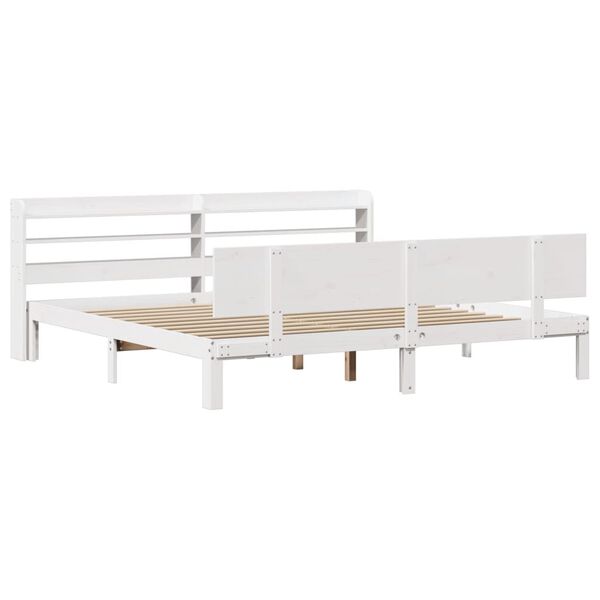 vidaXL Bed Frame with Headboard without Mattress White 180x200 cm Super King