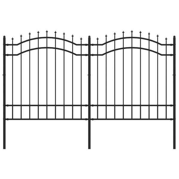 vidaXL Garden Fence with Spear Top Black 240x125 cm Powder-coated Steel