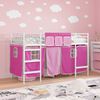 vidaXL Kids'Loft Bed Frame with Curtains White and Pink 74.5 x 190 cm
