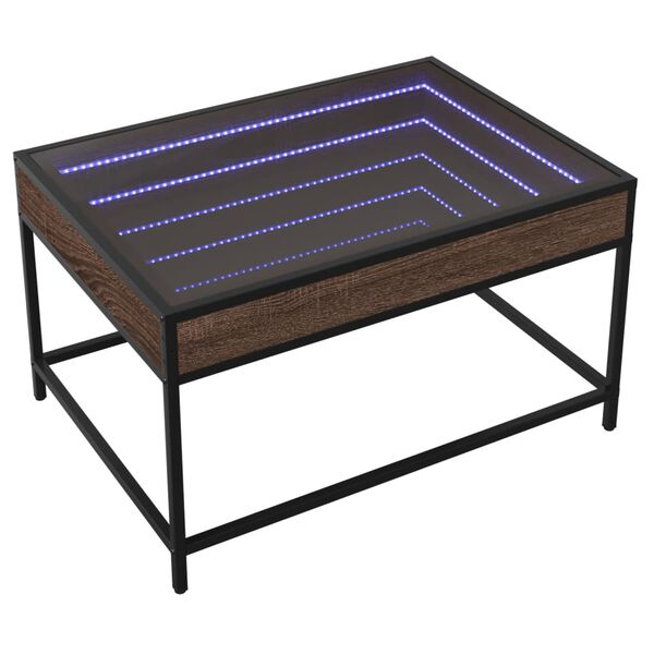 vidaXL Coffee Table with Infinity LED Brown Oak 70x50x41 cm
