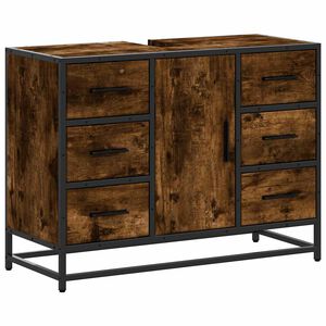 vidaXL Bathroom Sink Cabinet Smoked Oak 80x33x60 cm Engineered Wood