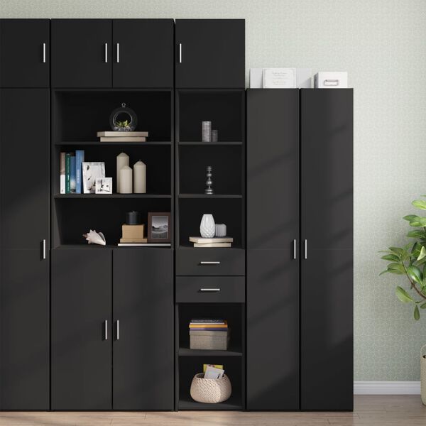 vidaXL Slim Storage Cabinet Black 40x42.5x225 cm Engineered Wood