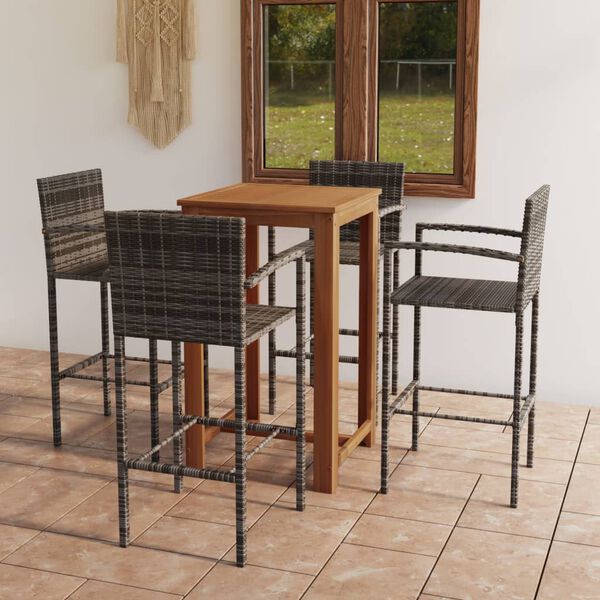 vidaXL 5 Piece Garden Bar Set Grey