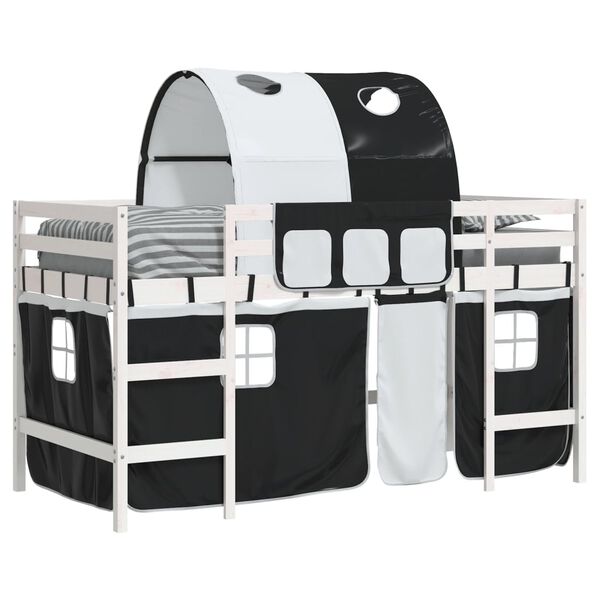 vidaXL Kids' Loft Bed with Tunnel without Mattress White&Black 90x200cm