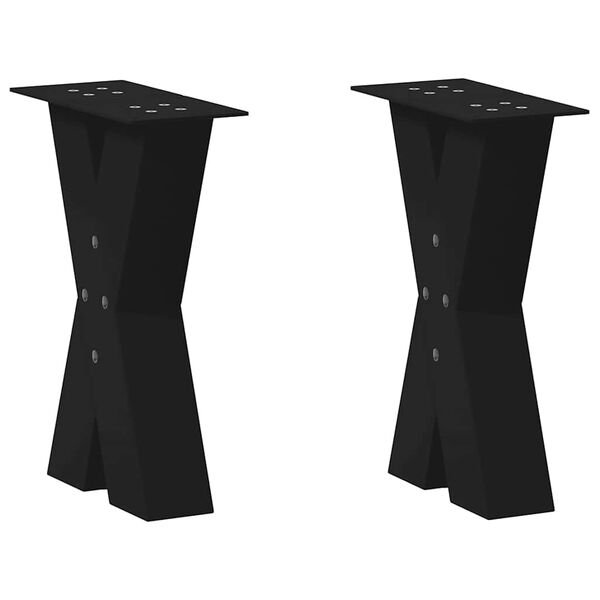 vidaXL Coffee Table Legs X-Shaped 2 pcs Black 28x(42-43) cm Steel
