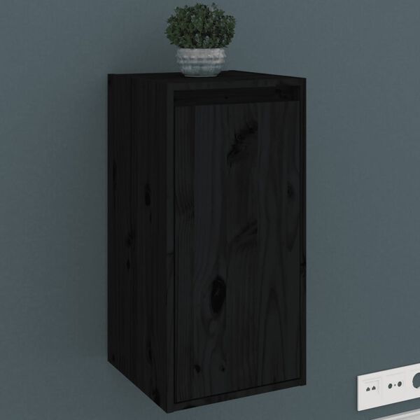 vidaXL Wall Cabinets 2 pcs Black 30x30x60 cm Solid Wood Pine