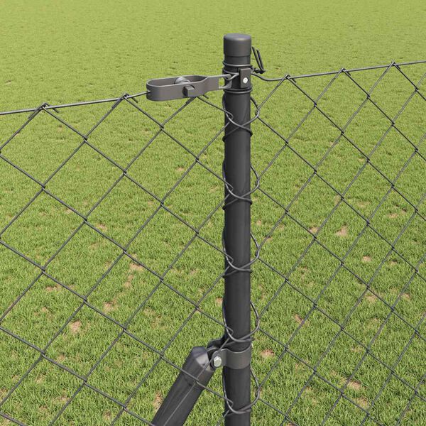 vidaXL Fence Post Grey 10 x 1.6 m (60 x 60 mm mesh) Steel and PVC