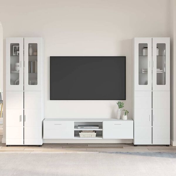 vidaXL TV Cabinet Set with Drawer with Shelf White Engineered Wood