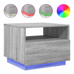 vidaXL Coffee Table with LED Lights Grey Sonoma 50x49x40 cm