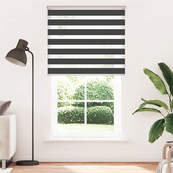 vidaXL Zebra Blind Black 120x200 cm Fabric Width 115.9 cm Polyester