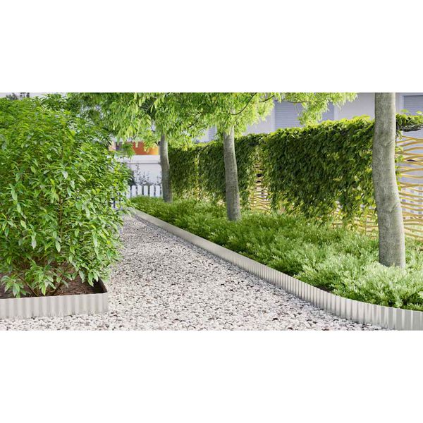 vidaxl Lawn Edge Silver 1000 x 20 x 0.03 cm Galvanized Steel