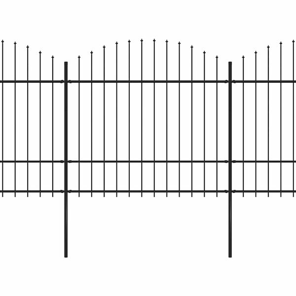 vidaXL Garden Fence with Spear Top Steel 359x175 cm Black