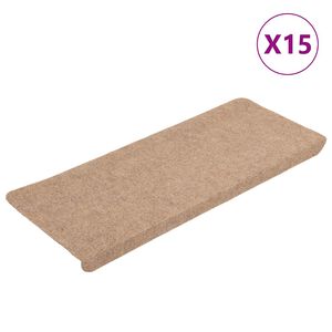 vidaXL Stair Mats Self-adhesive 15 pcs 65x24.5x3.5 cm Beige