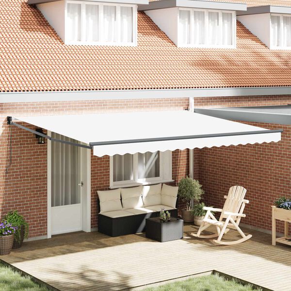 vidaXL Awning Retractable White 450 x 300 x 165 cm Polyester and Metal