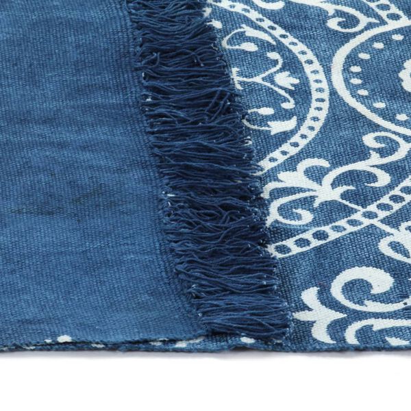 vidaXL Kilim Rug Cotton 120x180 cm with Pattern Blue