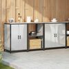 vidaXL Kitchen Storage Set with Shelf Other 3 pcs Silver Steel