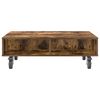 vidaXL Side Table with Wheels Smoked Oak 90 x 50 x 30 cm