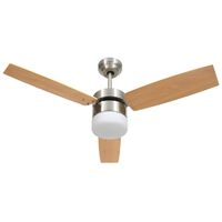 vidaXL Ceiling Fan with Light and Remote Control 108 cm Light Brown