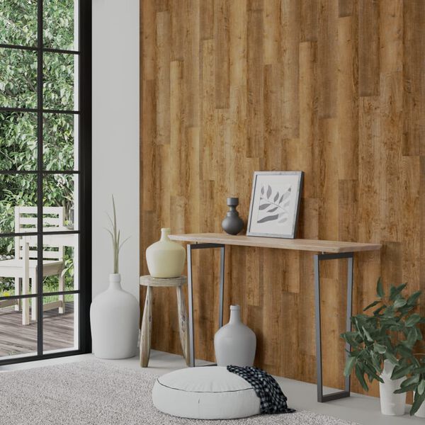 vidaXL Wall Panels Wood Look Brown PVC 4.12 m²