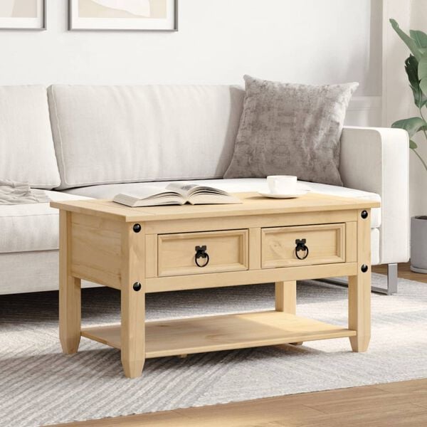 vidaXL Coffee Table with Drawers Corona 85x50x45 cm Solid Wood Pine