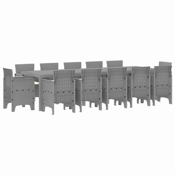 vidaXL Garden Dining Set with Cushion 13 pcs Light grey