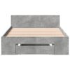 vidaXL Bed Frame with Drawer without Mattress Concrete Grey 90x190 cm Single