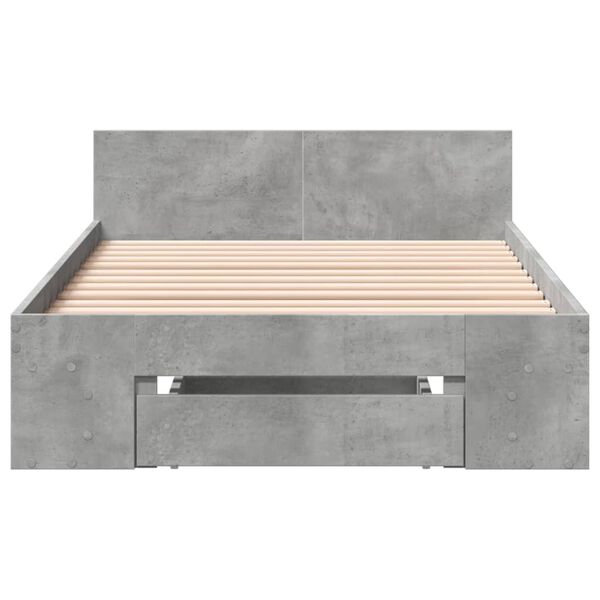 vidaXL Bed Frame with Drawer without Mattress Concrete Grey 90x190 cm Single