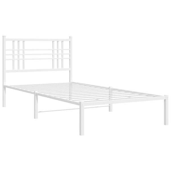 vidaXL Metal Bed Frame without Mattress with Headboard White 100x190cm