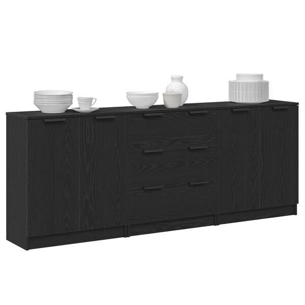 vidaXL Sideboard 3 pcs Black Oak 180 x 30 x 70 cm Engineered Wood