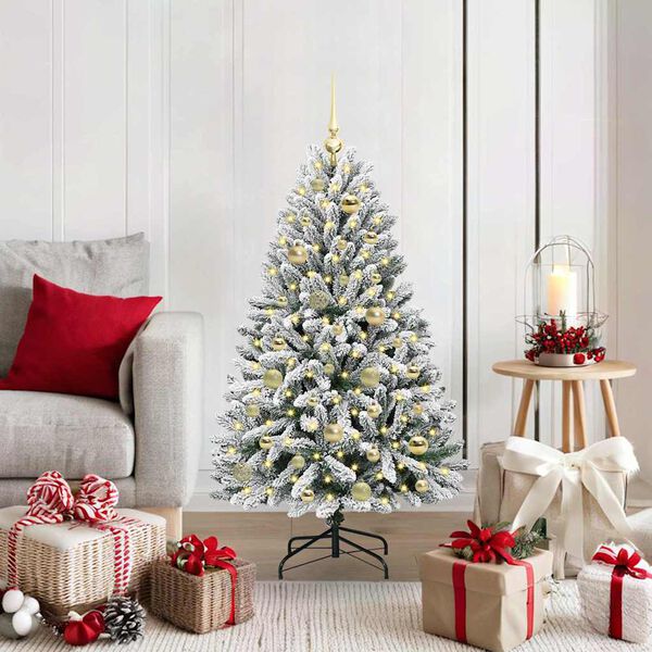 vidaXL Artificial Christmas Tree Green and White 120 cm PVC and Metal