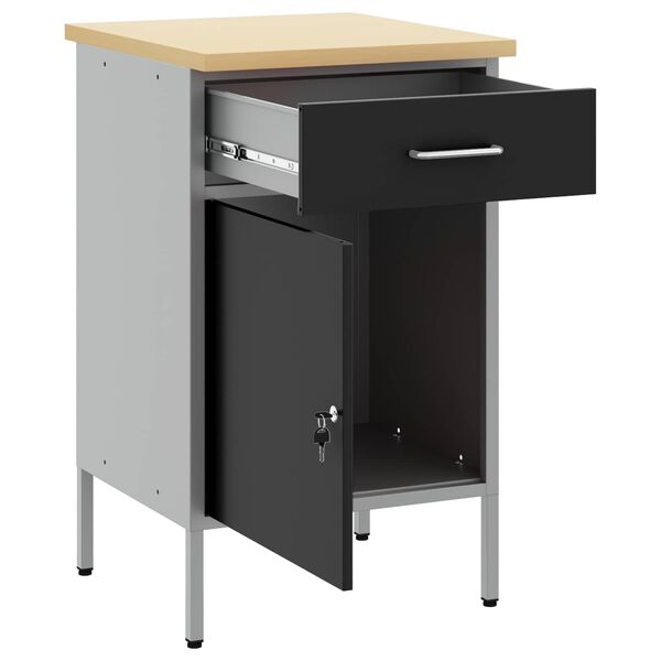 vidaXL Workbench Black and grey 50 x 55 x 85 cm Powder-coated steel