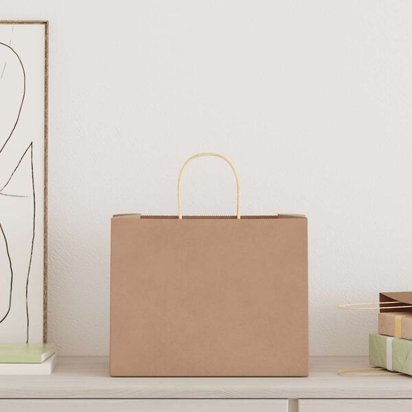 vidaXL Paper Bags 250 pcs with Handles Brown 32x22x24 cm