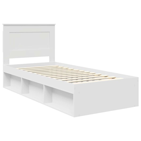 vidaXL Bed Frame with Headboard White 75 x 190 cm Solid Pine Wood