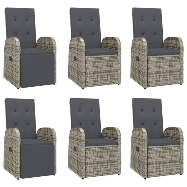 vidaXL 7 Piece Garden Dining Set Grey Poly Rattan&Solid Wood Acacia